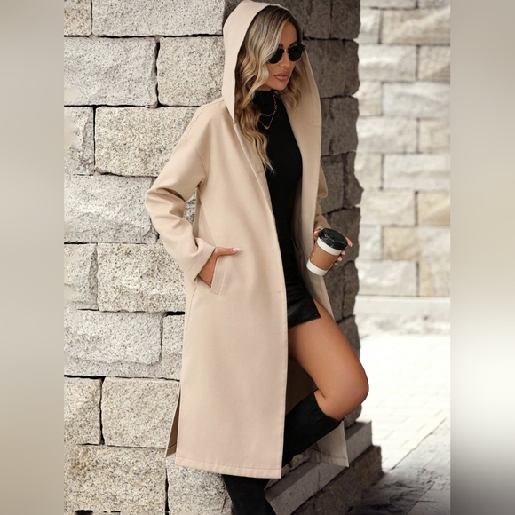 Button Up Long Sleeve Hooded Coat - Picture 2 of 7